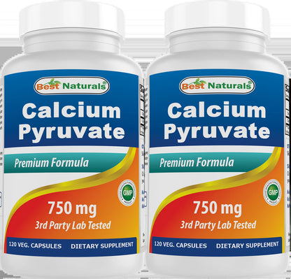 3 Pack  Calcium Pyruvate 750 Mg 120 Capsules