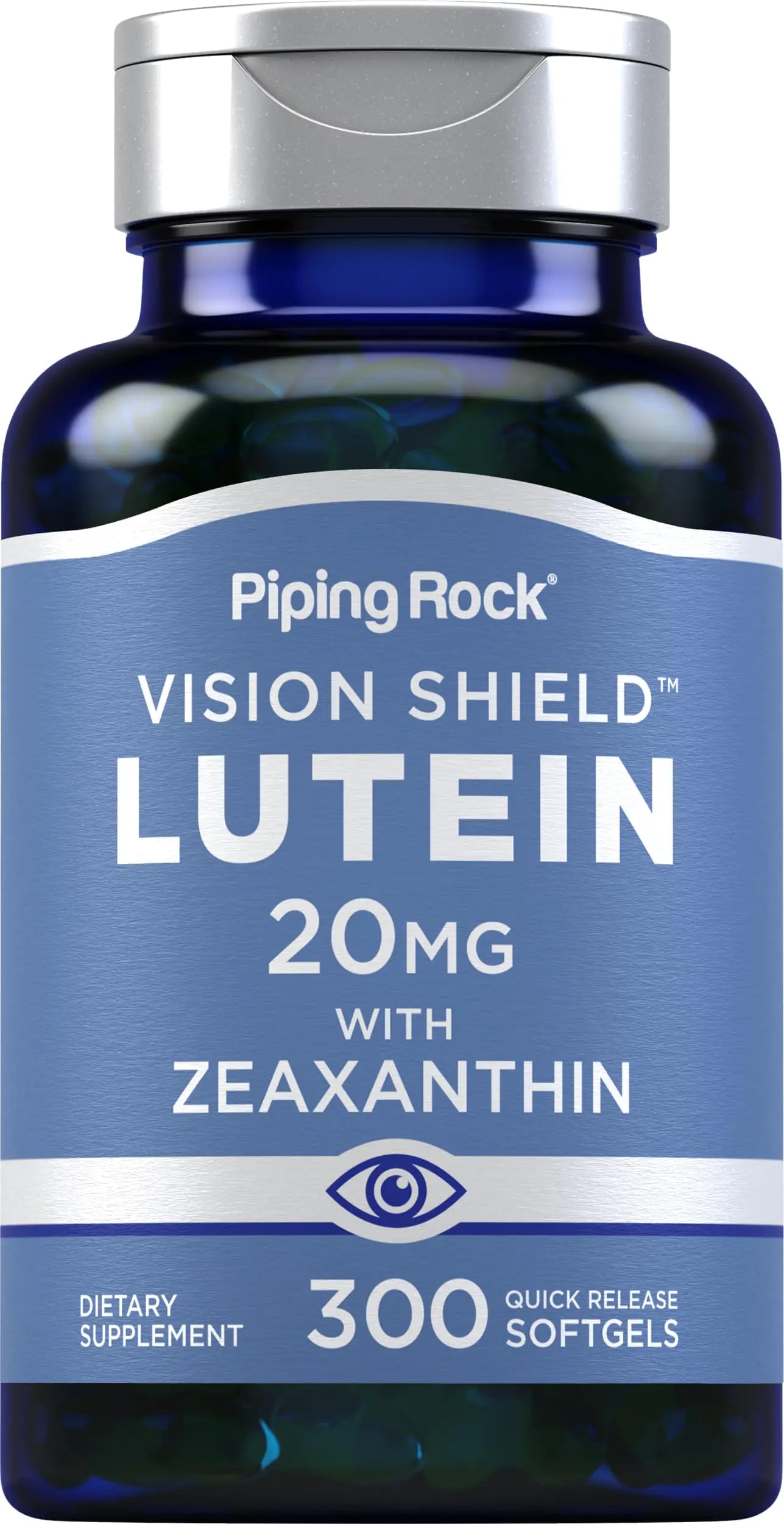 Piping Rock Lutein and Zeaxanthin Supplements | 20 mg | 300 Softgels | Eye Vitamins | Gluten Free Non-GMO