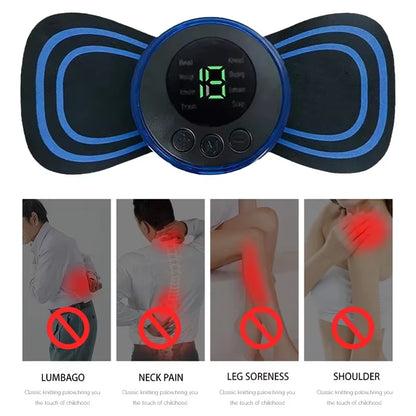 Electric EMS Neck Massager Mini Cervical Back Patch Stimulator Massageador Mat Portable Gel Pad Stickers Slim