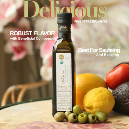 Highest Polyphenol Olive Oil - 250ML Koroneiki Organic Olive Oil by Oleastro Olive Park (Cyprus)