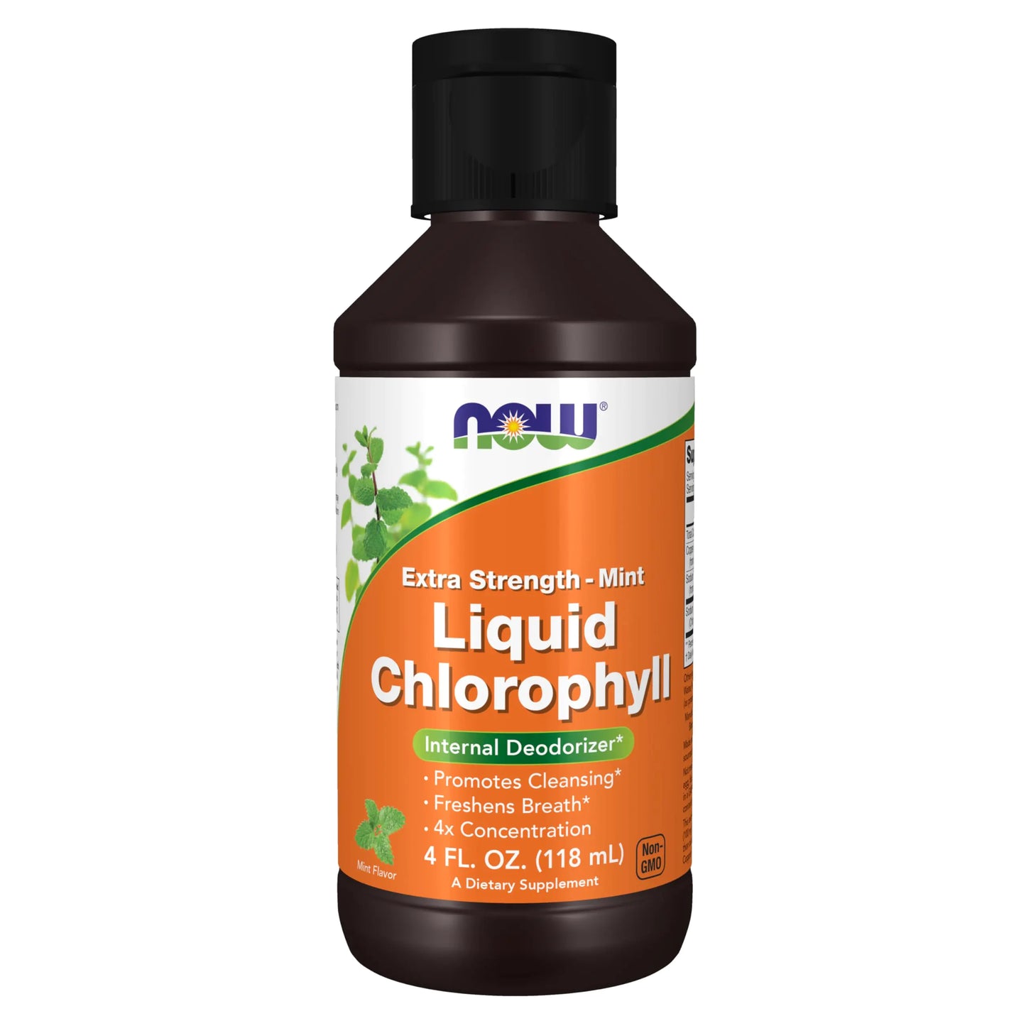 NOW Foods Supplements Extra Strength Liquid Chlorophyll Mint Internal Deodorizer* Promotes Clean