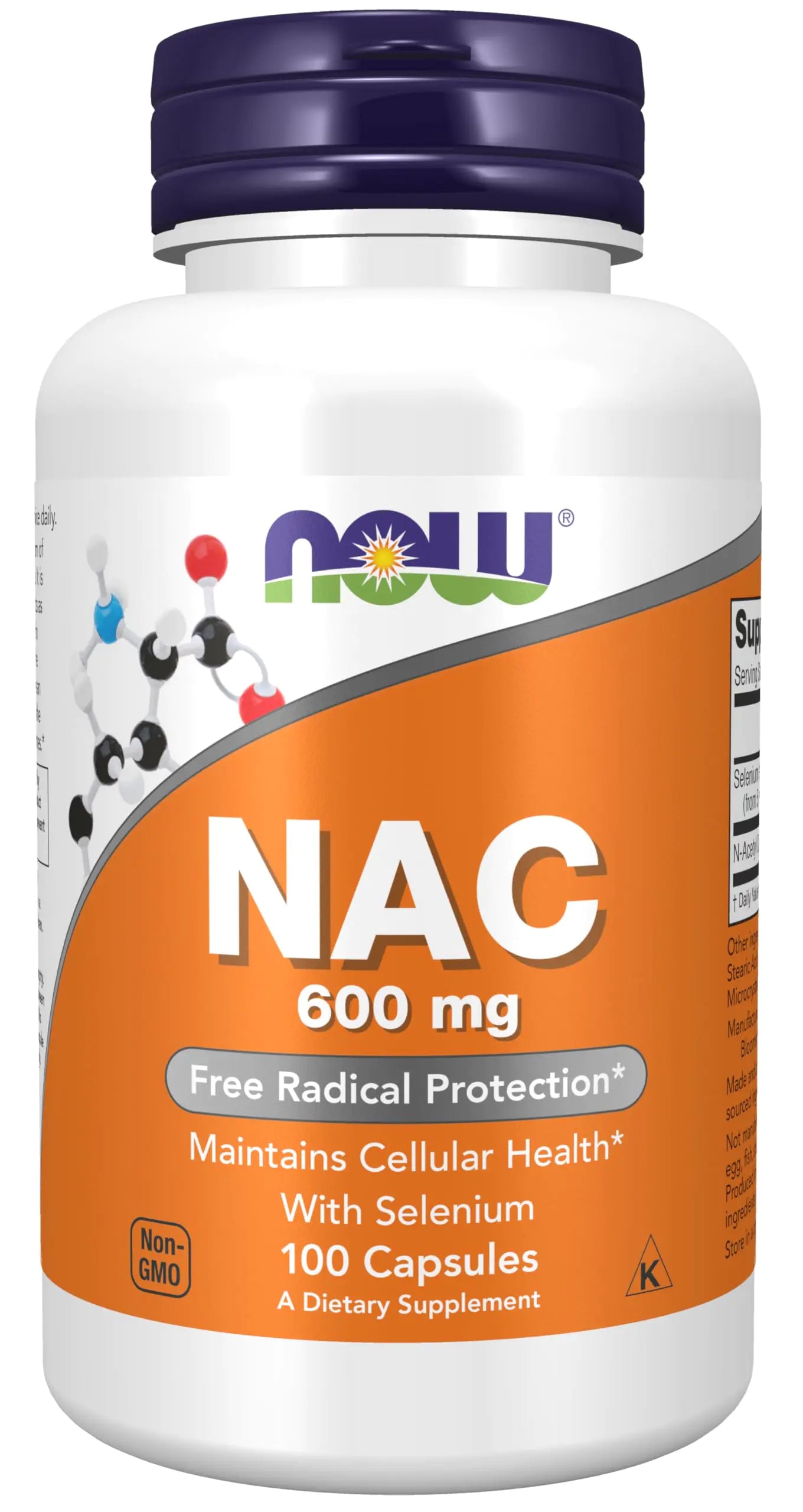 NOW Supplements NAC (N-Acetyl Cysteine) 600 mg with Selenium & Molybdenum 100 Veg Capsules